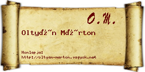 Oltyán Márton névjegykártya